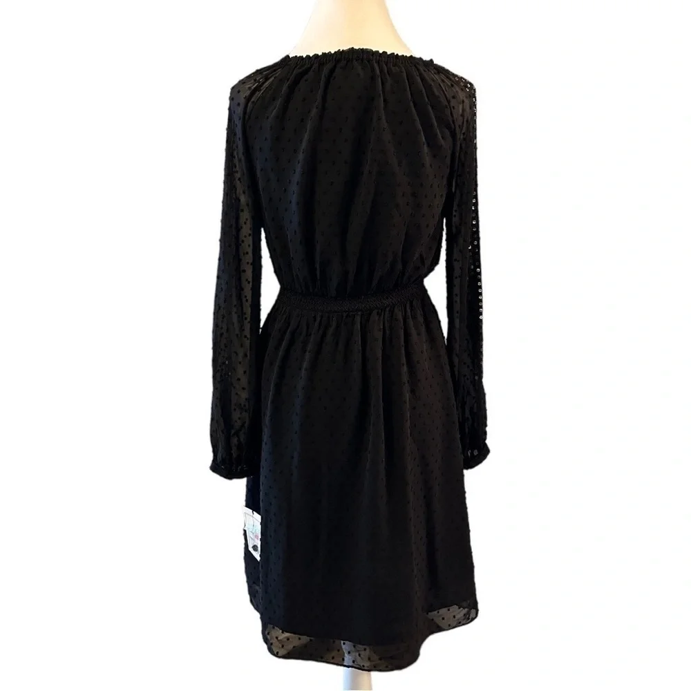 NWT Altuzarra Dress Black Swiss dot chiffon sequins long sleeves smocked Sz 4 - Picture 9 of 15